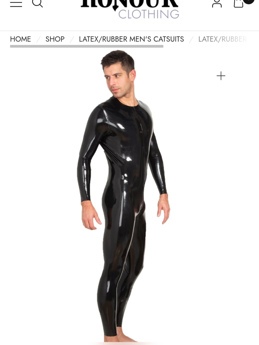 Men’s Black Gloss Latex Full Zipped Catsuit